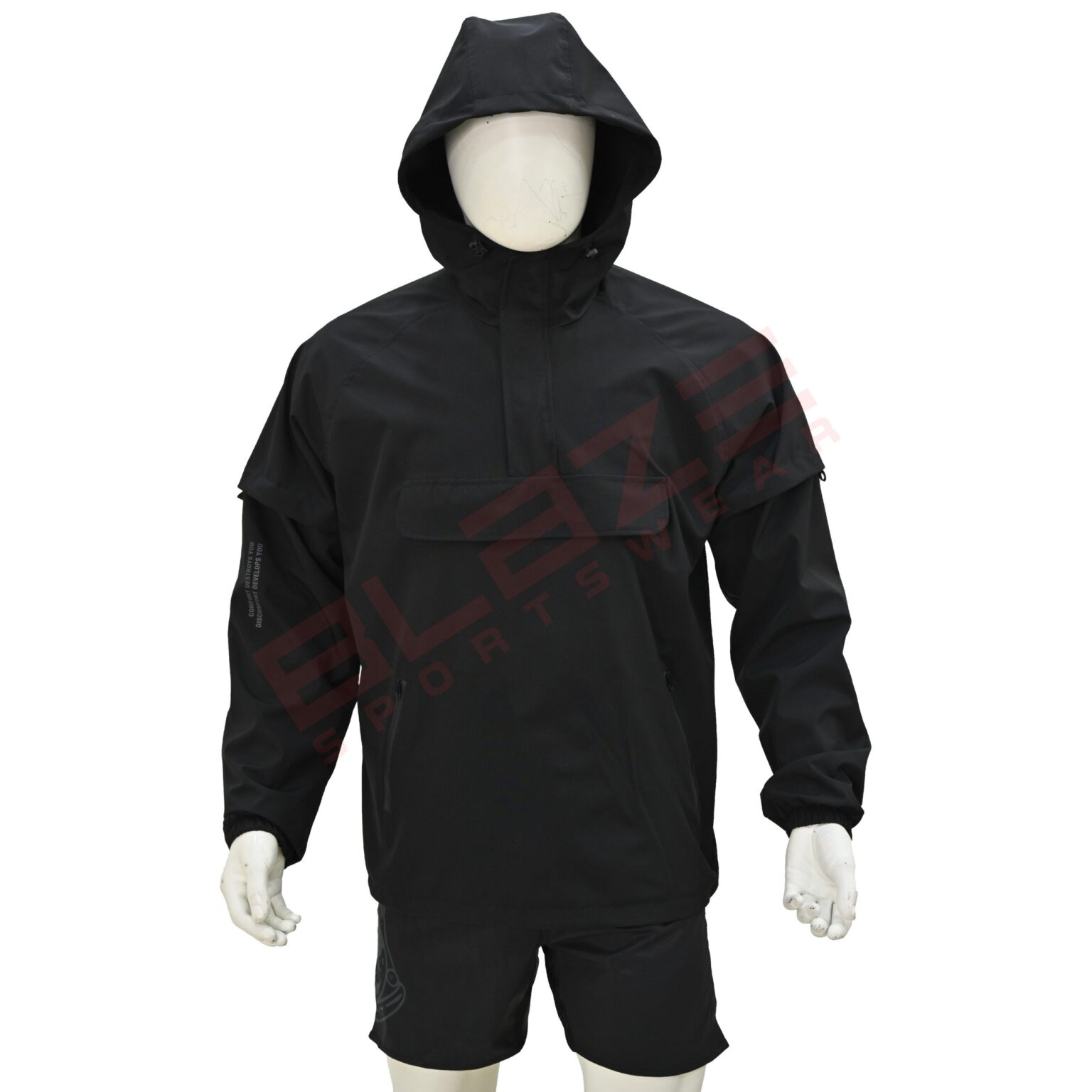 BFW Men's Windbreaker Jacket - Lightweight, Waterproof & Stylish Outdoor Jacket for Sports & Daily Wear - Black - BFW-MJK-1825 - Image 3