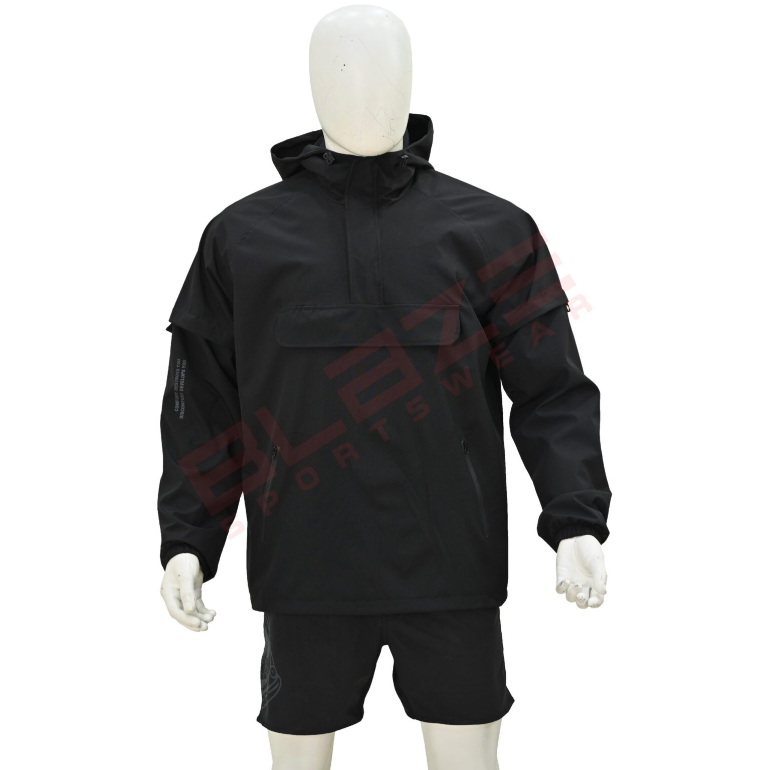 BFW Men's Windbreaker Jacket - Lightweight, Waterproof & Stylish Outdoor Jacket for Sports & Daily Wear - Black - BFW-MJK-1825 - Image 5