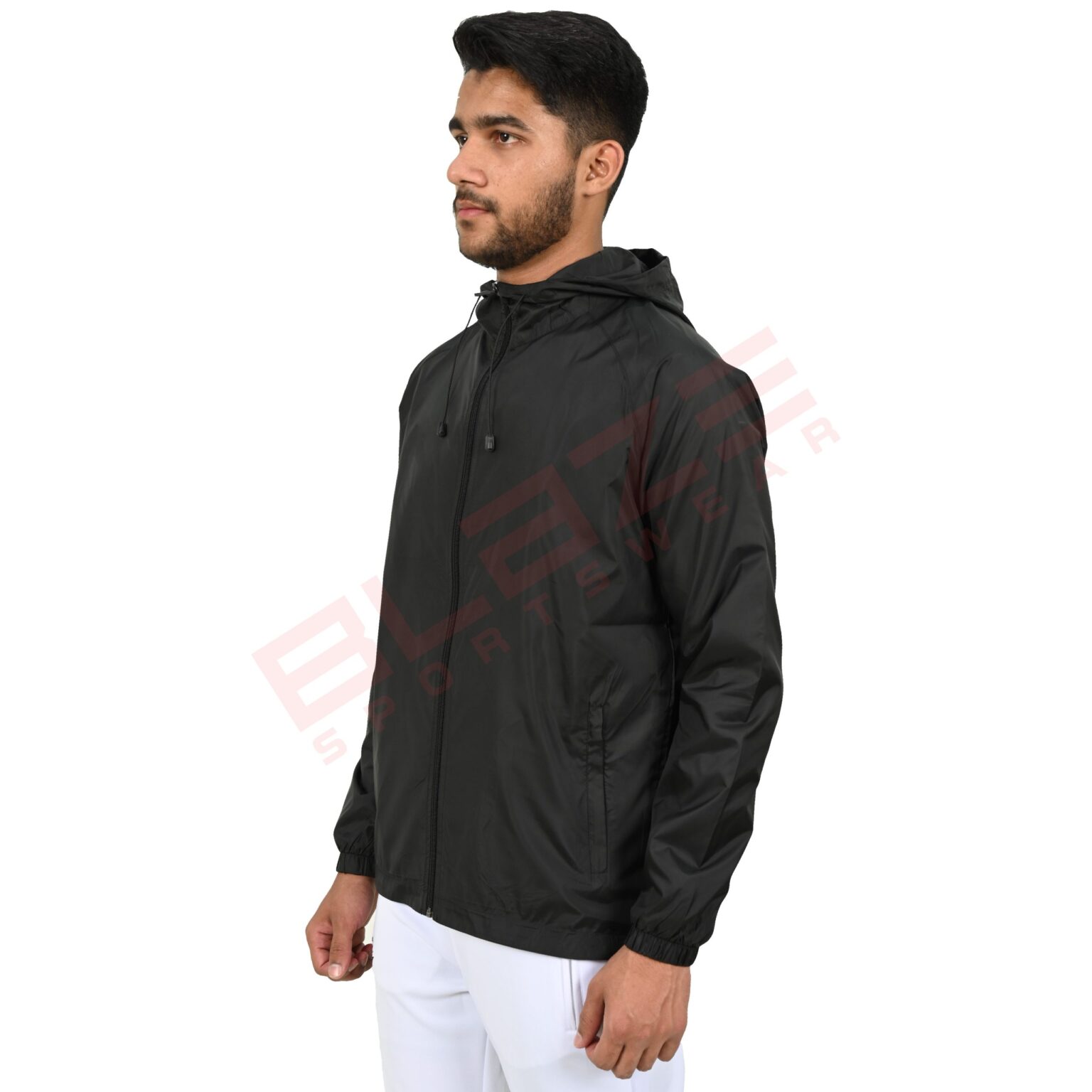 BFW Men's Windbreaker Jacket - Lightweight, Waterproof & Stylish Outdoor Jacket for Sports & Daily Wear - Black - BFW-MJK-1827 - Image 2