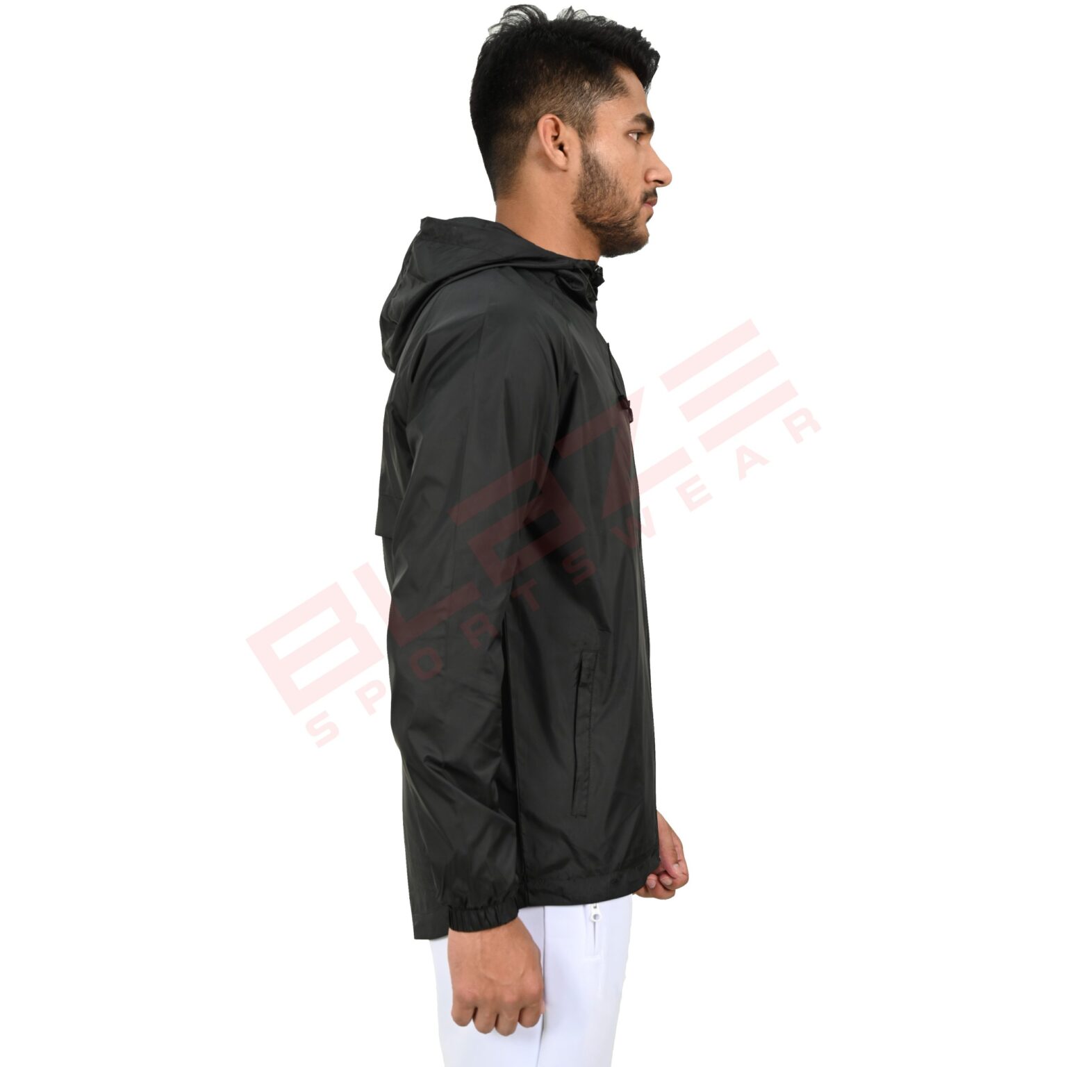 BFW Men's Windbreaker Jacket - Lightweight, Waterproof & Stylish Outdoor Jacket for Sports & Daily Wear - Black - BFW-MJK-1827 - Image 3