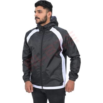 BFW Men's Windbreaker Jacket - Lightweight, Waterproof & Stylish Outdoor Jacket for Sports & Daily Wear - Black - BFW-MJK-1828
