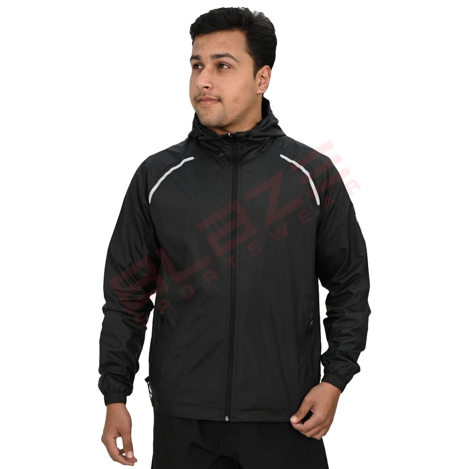 BFW Men's Windbreaker Jacket - Lightweight, Waterproof & Stylish Outdoor Jacket for Sports & Daily Wear - Black - BFW-MJK-1829 - Image 2