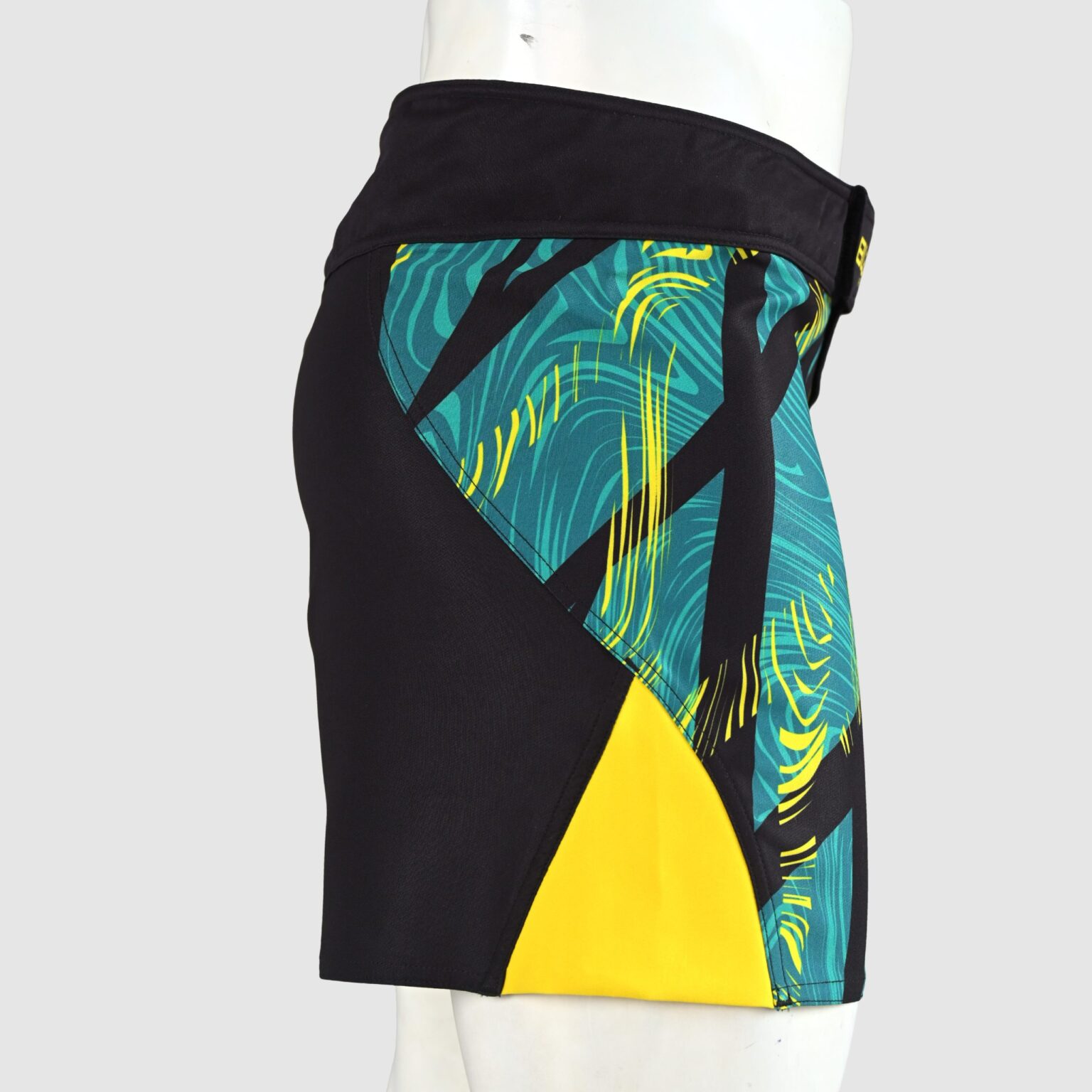 BFW Premium Men’s MMA Shorts – Lightweight, Durable, and Comfortable for Training & Competition - Black/Yellow/Cyan - BFW-MMS-5024 - Image 6