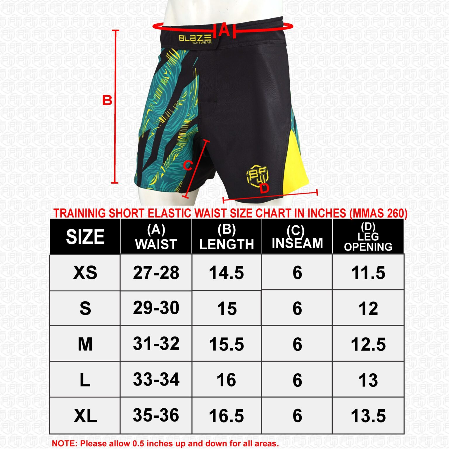 BFW Premium Men’s MMA Shorts – Lightweight, Durable, and Comfortable for Training & Competition - Black/Yellow/Cyan - BFW-MMS-5024 - Image 8