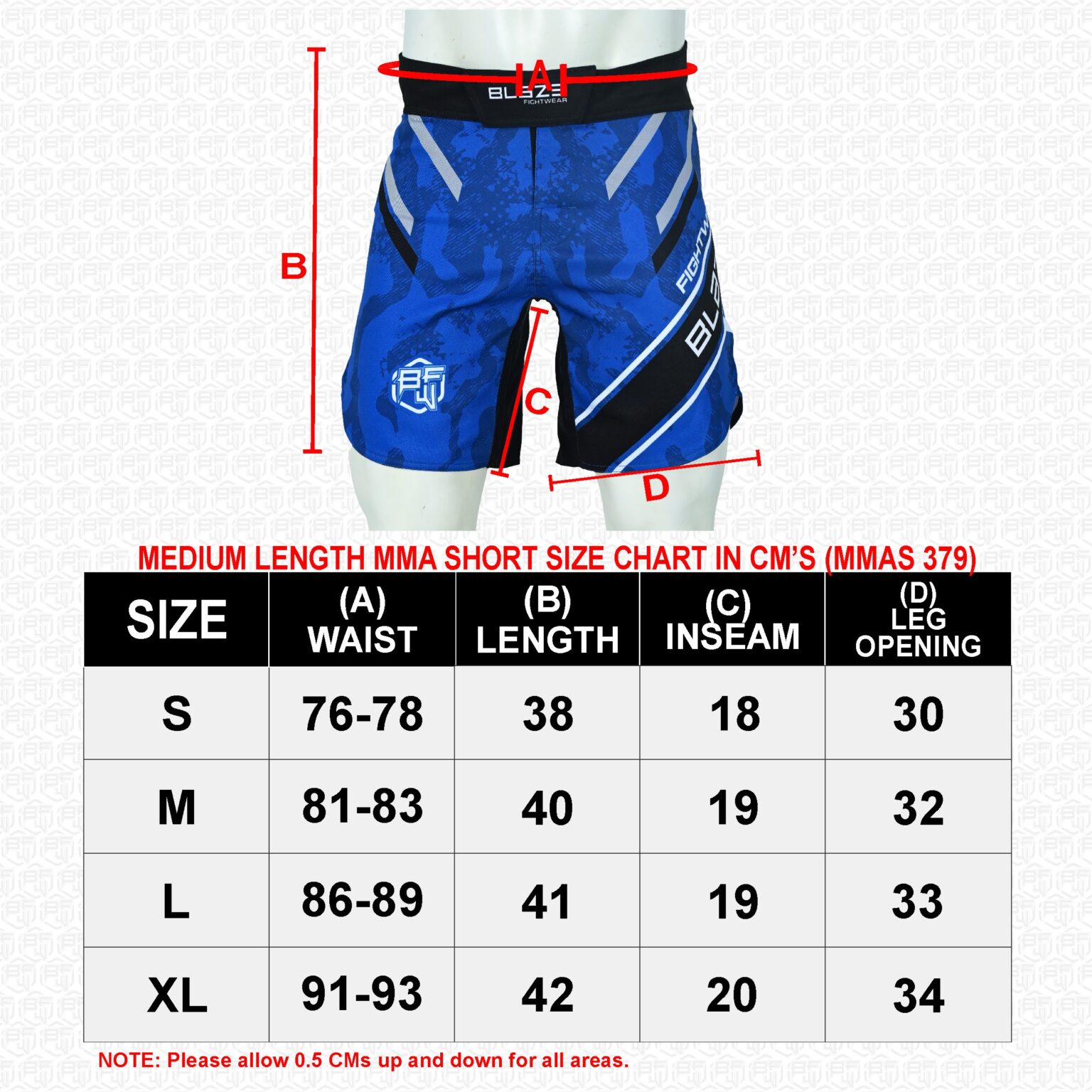BFW Premium Men’s MMA Shorts – Lightweight, Durable, and Comfortable for Training & Competition - Black/Blue - BFW-MMS-5014 - Image 7
