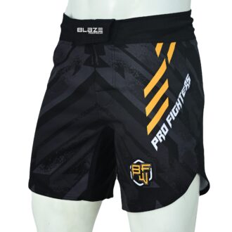 BFW Premium Men’s MMA Shorts – Lightweight, Durable, and Comfortable for Training & Competition - Black/Yellow - BFW-MMS-5017