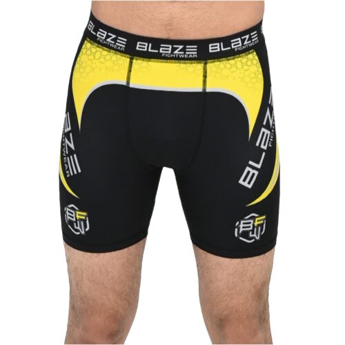 BFW Men's Compression Shorts – Supportive, Comfortable, Performance-Enhancing Gear for Training & Sports - Black/Yellow - BFW-CS-1906