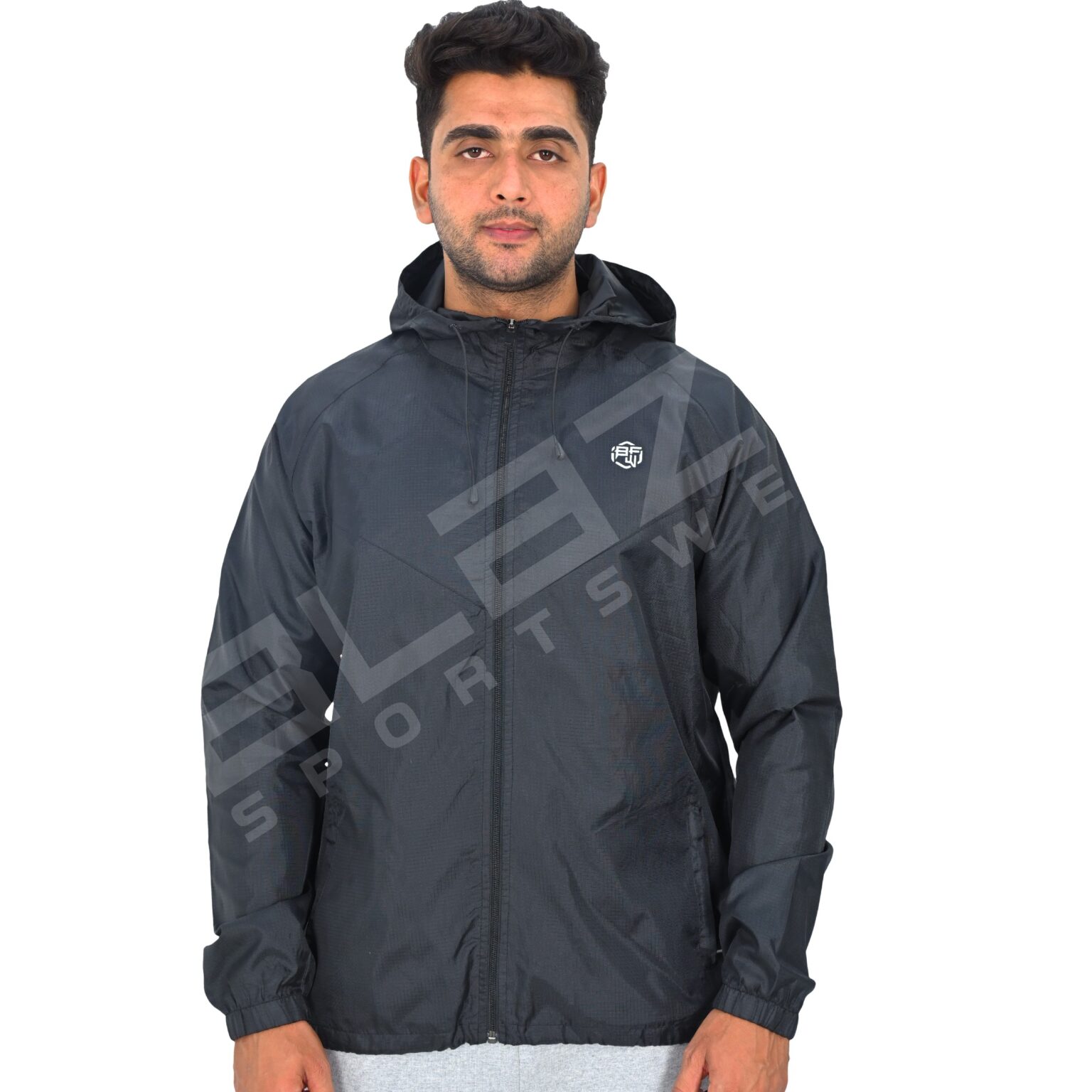 BFW Men's Windbreaker Jacket - Lightweight, Waterproof & Stylish Outdoor Jacket for Sports & Daily Wear - Black - BFW-MJK-1801 - Image 2