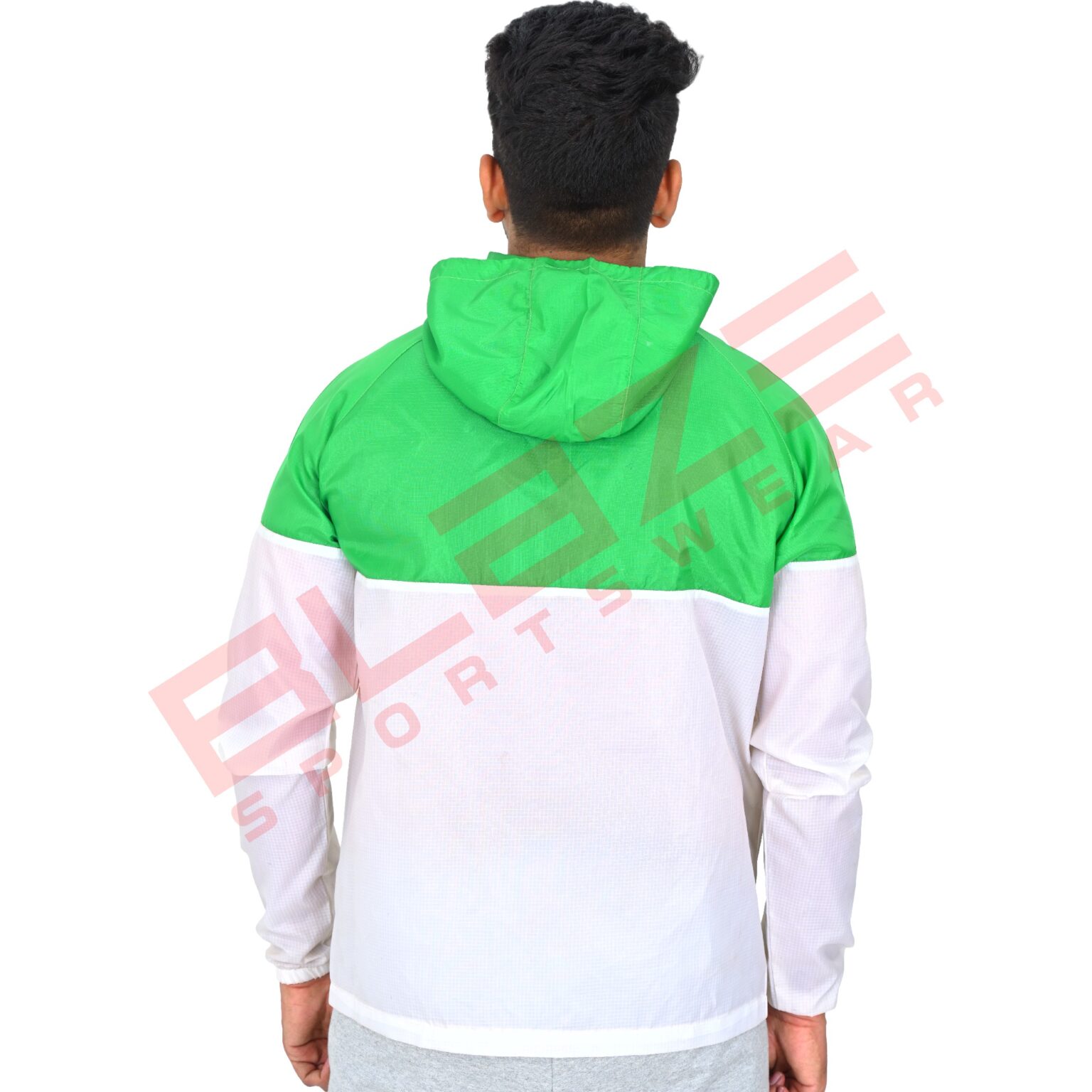 BFW Men's Windbreaker Jacket - Lightweight, Waterproof & Stylish Outdoor Jacket for Sports & Daily Wear - White/Green - BFW-MJK-1802 - Image 3