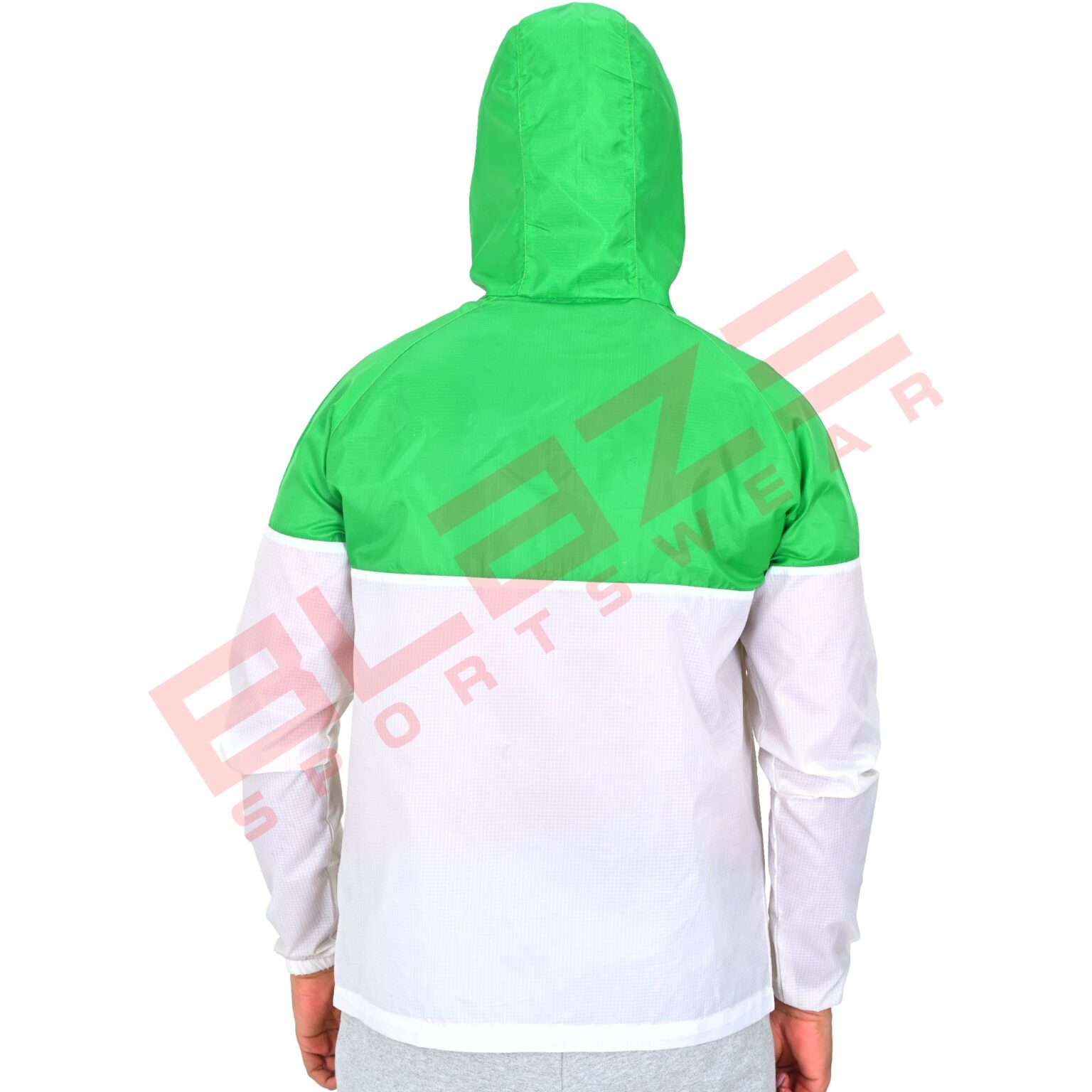 BFW Men's Windbreaker Jacket - Lightweight, Waterproof & Stylish Outdoor Jacket for Sports & Daily Wear - White/Green - BFW-MJK-1802 - Image 4