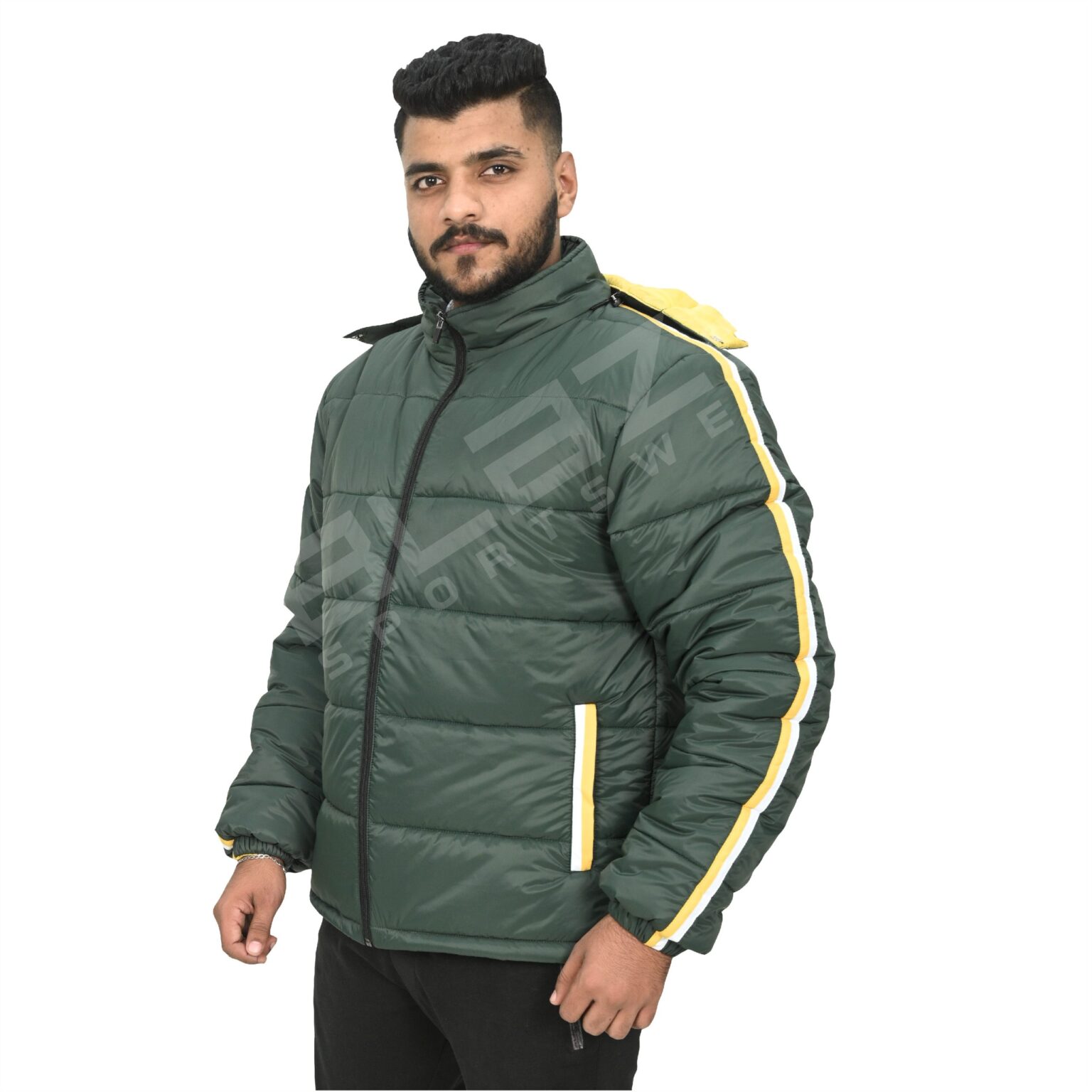 BFW Men's Puffer Jacket - Warm, Stylish, and Comfortable Outerwear for Cold Weather - Green/Yellow - BFW-MJK-1810 - Image 2
