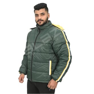 BFW Men's Puffer Jacket - Warm, Stylish, and Comfortable Outerwear for Cold Weather - Green/Yellow - BFW-MJK-1810