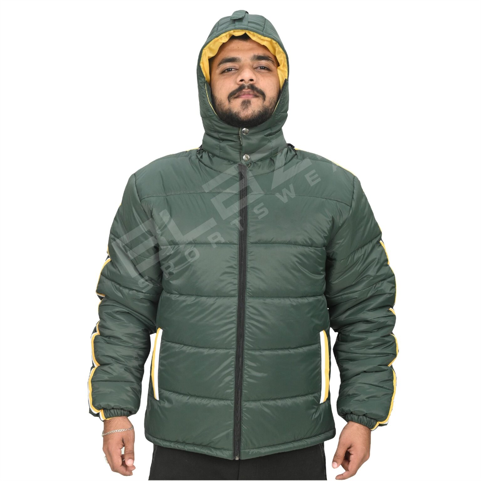 BFW Men's Puffer Jacket - Warm, Stylish, and Comfortable Outerwear for Cold Weather - Green/Yellow - BFW-MJK-1810 - Image 3
