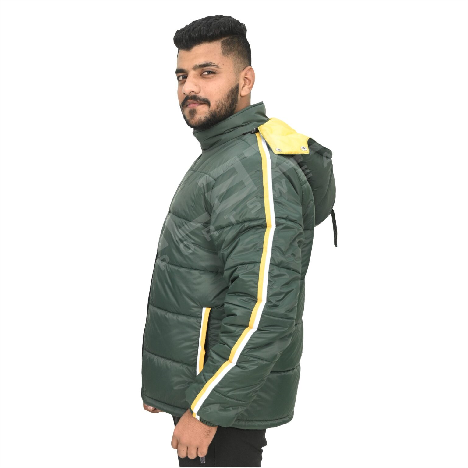 BFW Men's Puffer Jacket - Warm, Stylish, and Comfortable Outerwear for Cold Weather - Green/Yellow - BFW-MJK-1810 - Image 4