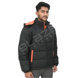 BFW Men's Puffer Jacket - Warm, Stylish, and Comfortable Outerwear for Cold Weather - Black/Orange - BFW-MJK-1811