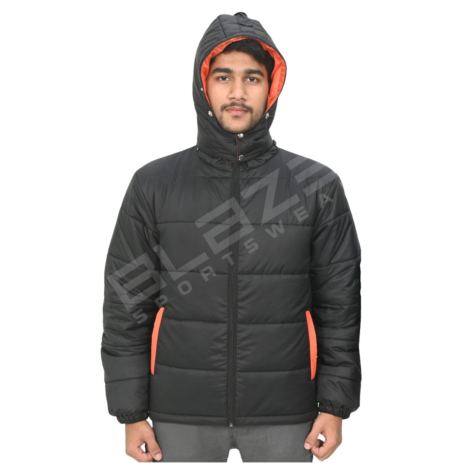 BFW Men's Puffer Jacket - Warm, Stylish, and Comfortable Outerwear for Cold Weather - Black/Orange - BFW-MJK-1811 - Image 2