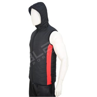 BFW Men's Sleeveless Puffer Jacket - Warm, Stylish, and Comfortable Outerwear for Cold Weather - Black/Red - BFW-MJK-1819