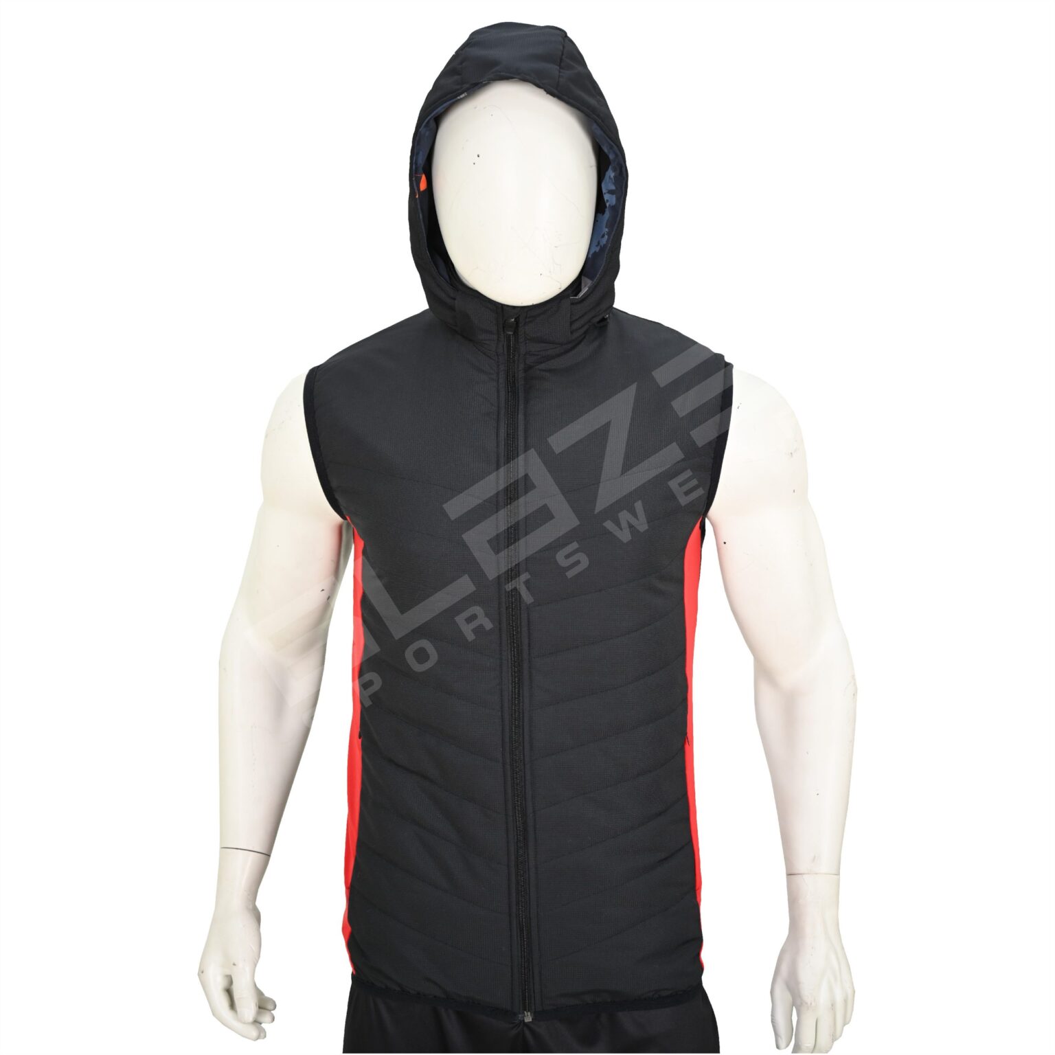 BFW Men's Sleeveless Puffer Jacket - Warm, Stylish, and Comfortable Outerwear for Cold Weather - Black/Red - BFW-MJK-1819 - Image 2