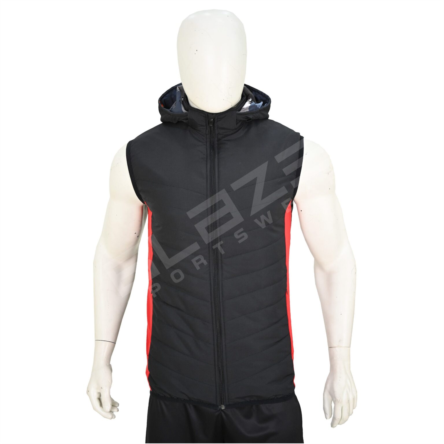 BFW Men's Sleeveless Puffer Jacket - Warm, Stylish, and Comfortable Outerwear for Cold Weather - Black/Red - BFW-MJK-1819 - Image 4