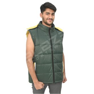 BFW Men's Sleeveless Puffer Jacket - Warm, Stylish, and Comfortable Outerwear for Cold Weather - Green/Yellow - BFW-MJK-1822
