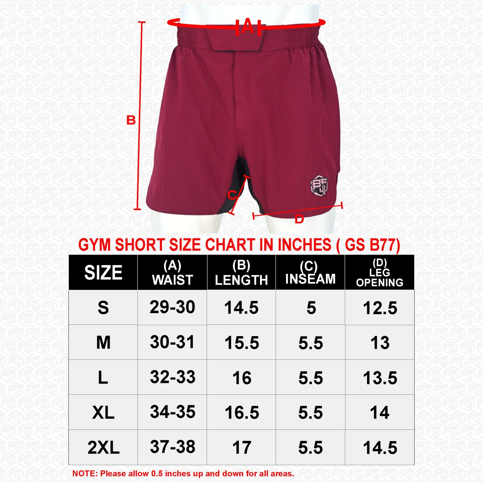 BFW Premium Men’s MMA Shorts – Lightweight, Durable, and Comfortable for Training & Competition - Maroon - BFW-MMS-5010 - Image 5