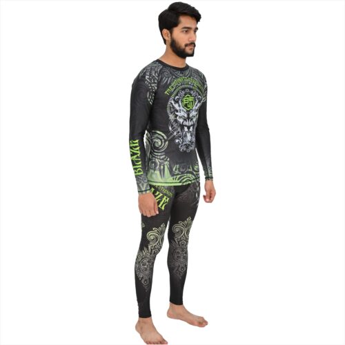 BFW Men’s Full Sleeve Compression Uniforms – Enhance Performance, Recovery, Comfort for Training & Sports - Black/Green - BFW-MCS-5511