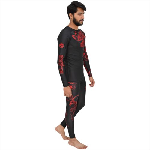 BFW Men’s Full Sleeve Compression Uniforms – Enhance Performance, Recovery, Comfort for Training & Sports - Black/Red - BFW-MCS-5510