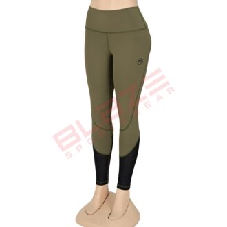 BFW Women’s Legging – Comfortable, Stylish, & Cut & Sew Style – High-waisted Design for Support, Premium Quality – Green/Black – BFW-CSL-0818