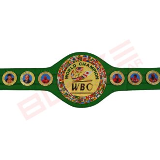 BFW WBC Replica Champion Belt - Gold Plates with Green Cowhide Leather Strap, Heavyweight Design - Green - BFW-CB-4007