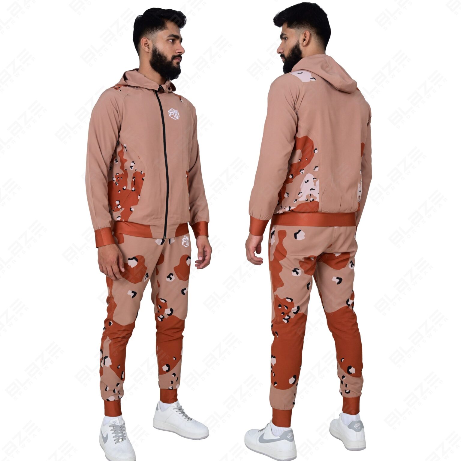 BFW Men’s Zipper Tracksuit for Comfort & Style – Ideal for Gym, Sports, and Casual Wear - Light Brown - BFW-TS-1528