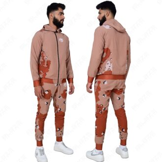 BFW Men’s Zipper Tracksuit for Comfort & Style – Ideal for Gym, Sports, and Casual Wear - Light Brown - BFW-TS-1528