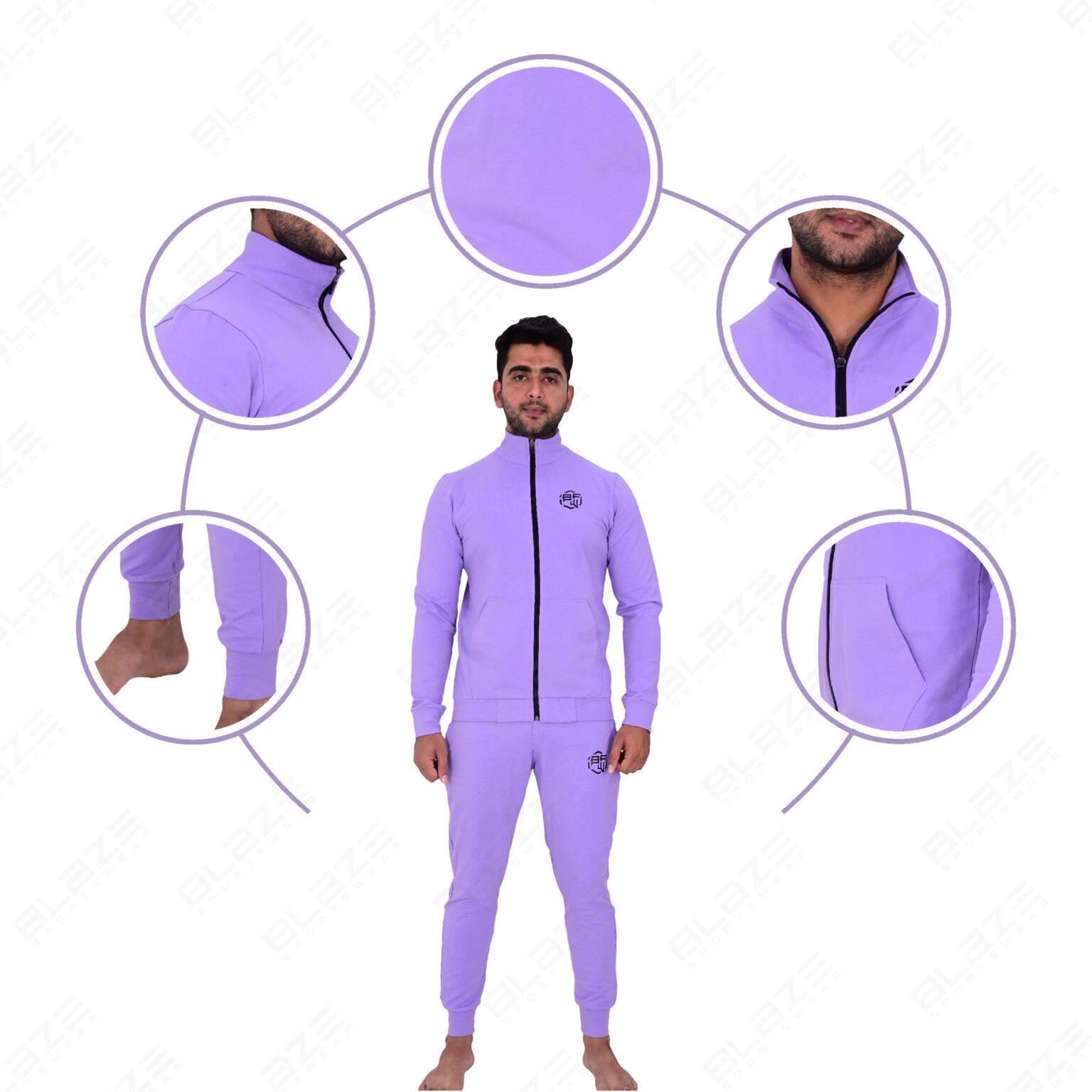 BFW Men’s Zipper Tracksuit for Comfort & Style – Ideal for Gym, Sports, and Casual Wear - Purple - BFW-TS-1515 - Image 2