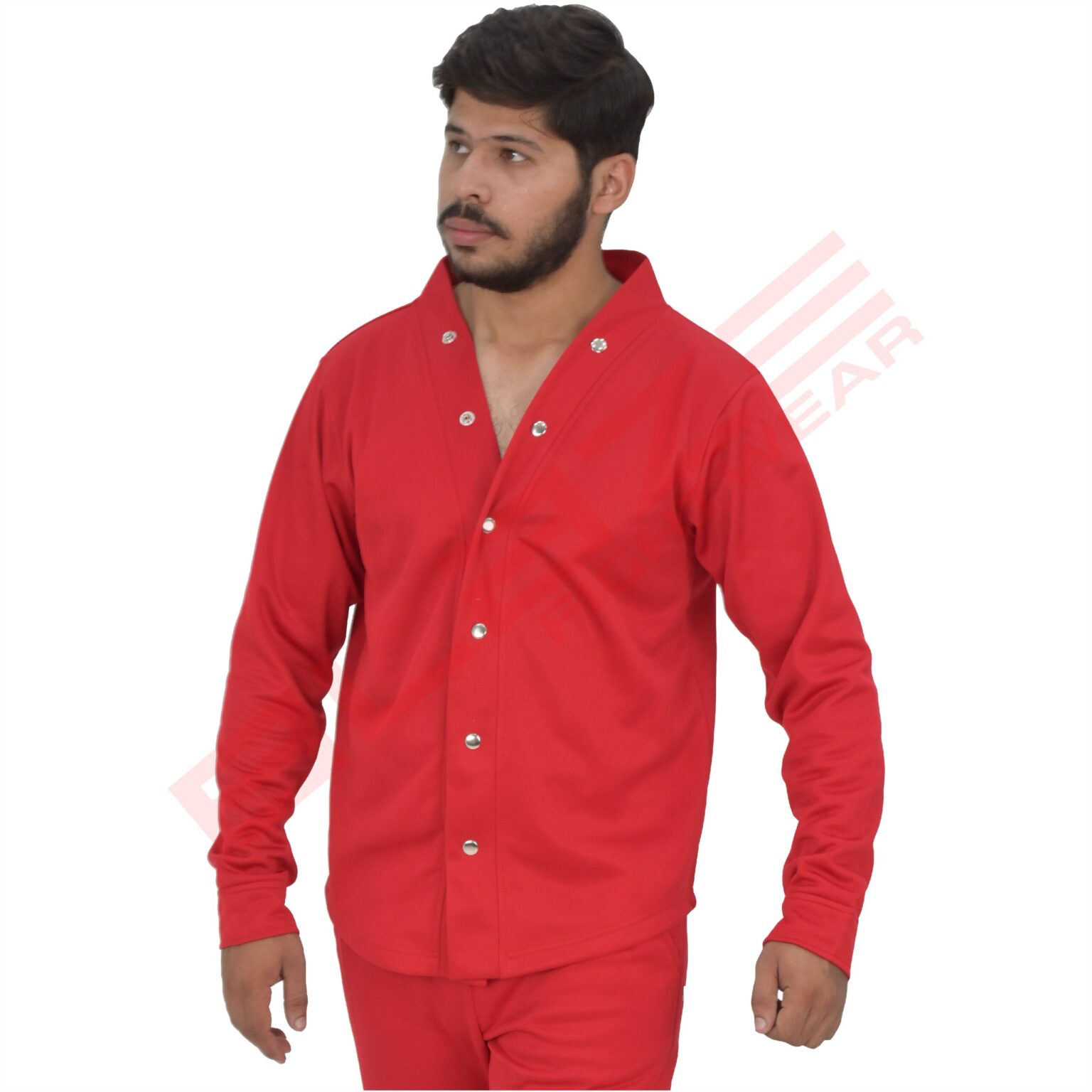 BFW Men’s Button Tracksuit for Stylish Comfort – Perfect for Gym, Sports & Casual Wear - Red - BFW-TS-1531