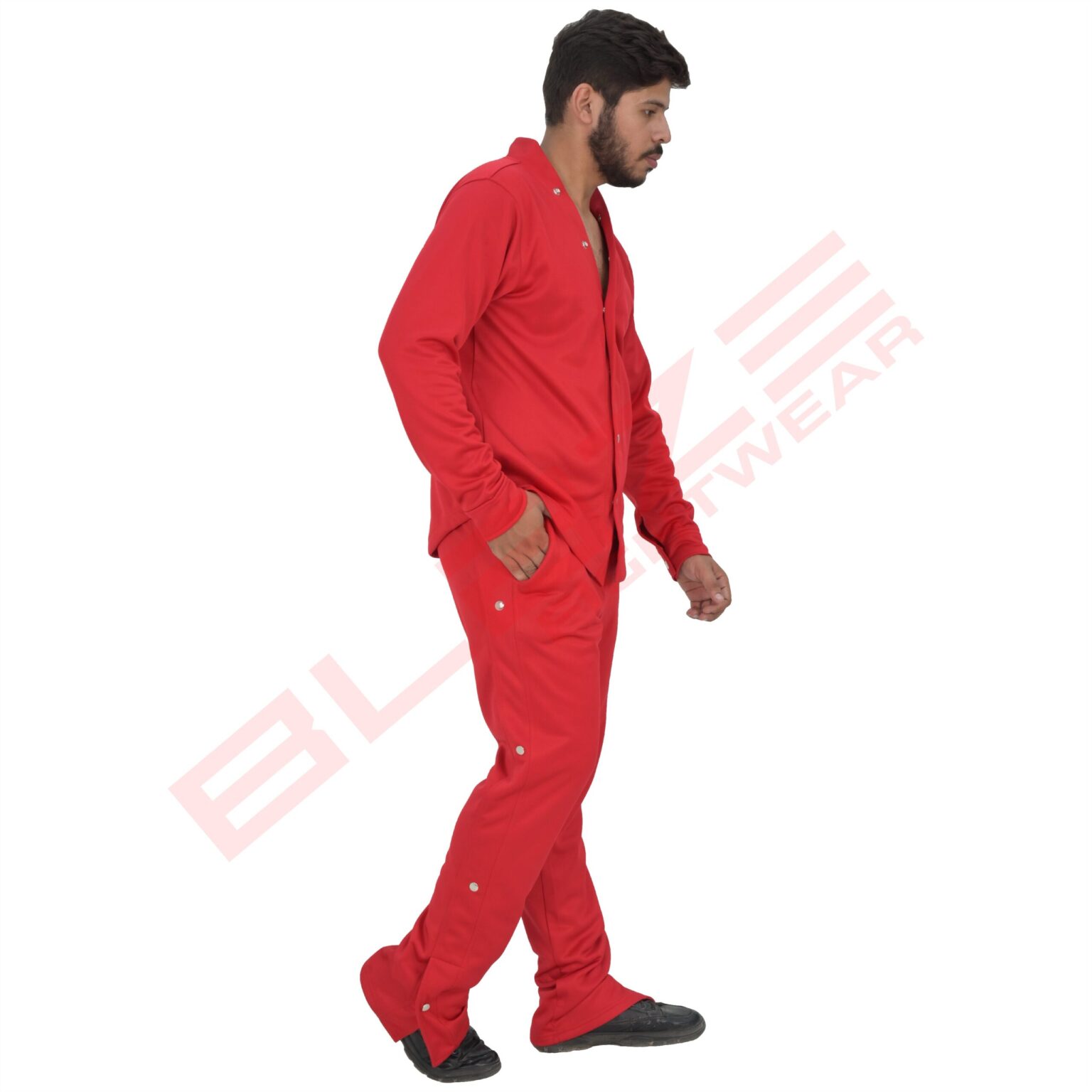 BFW Men’s Button Tracksuit for Stylish Comfort – Perfect for Gym, Sports & Casual Wear - Red - BFW-TS-1531 - Image 4