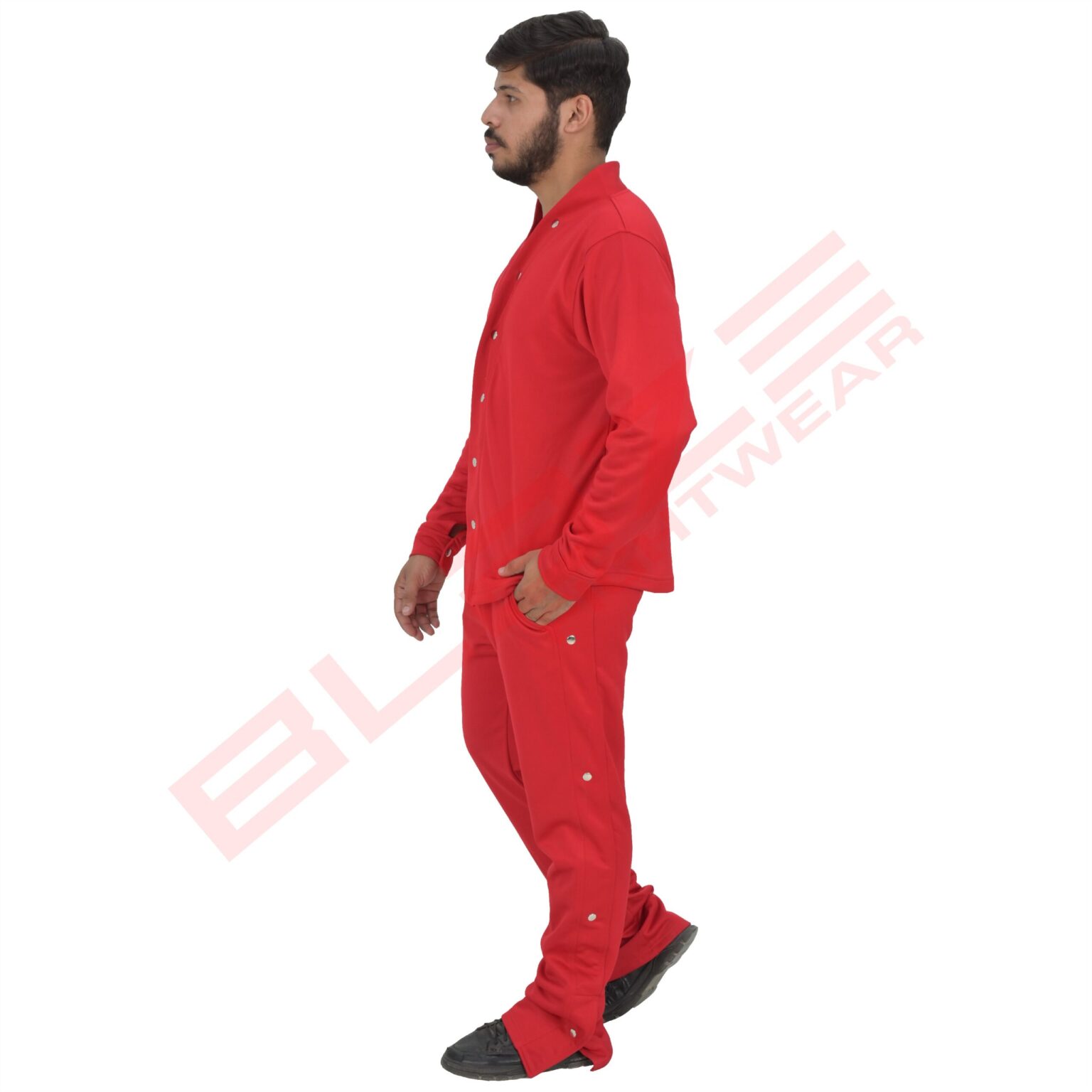 BFW Men’s Button Tracksuit for Stylish Comfort – Perfect for Gym, Sports & Casual Wear - Red - BFW-TS-1531 - Image 5