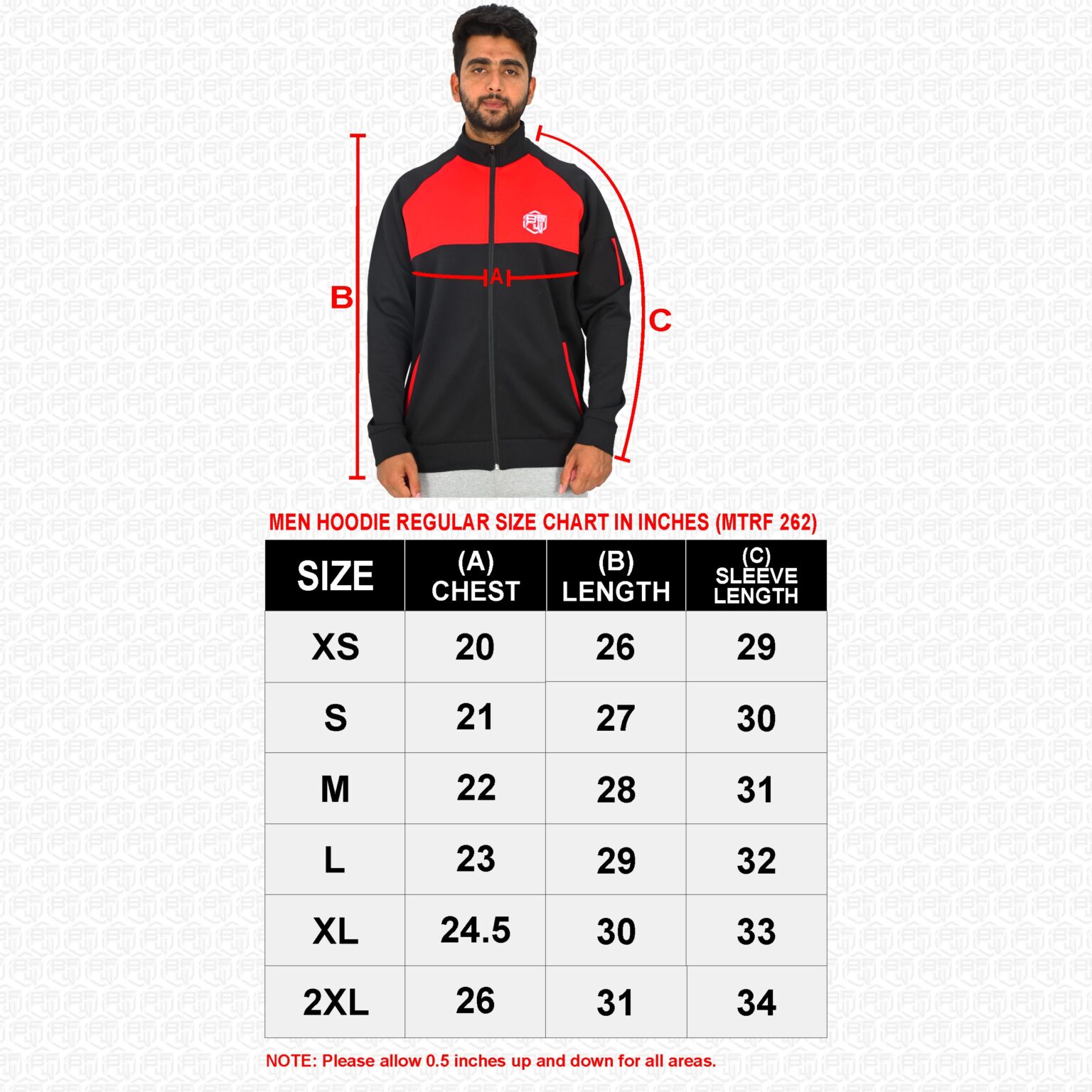 Men's Zipper Hoodie - Versatile, Soft Cotton Blend, Full-Zip Design for Easy Wear, Stylish & Comfortable for All Seasons - Red & Black - BFW-HS-1707 - Image 10