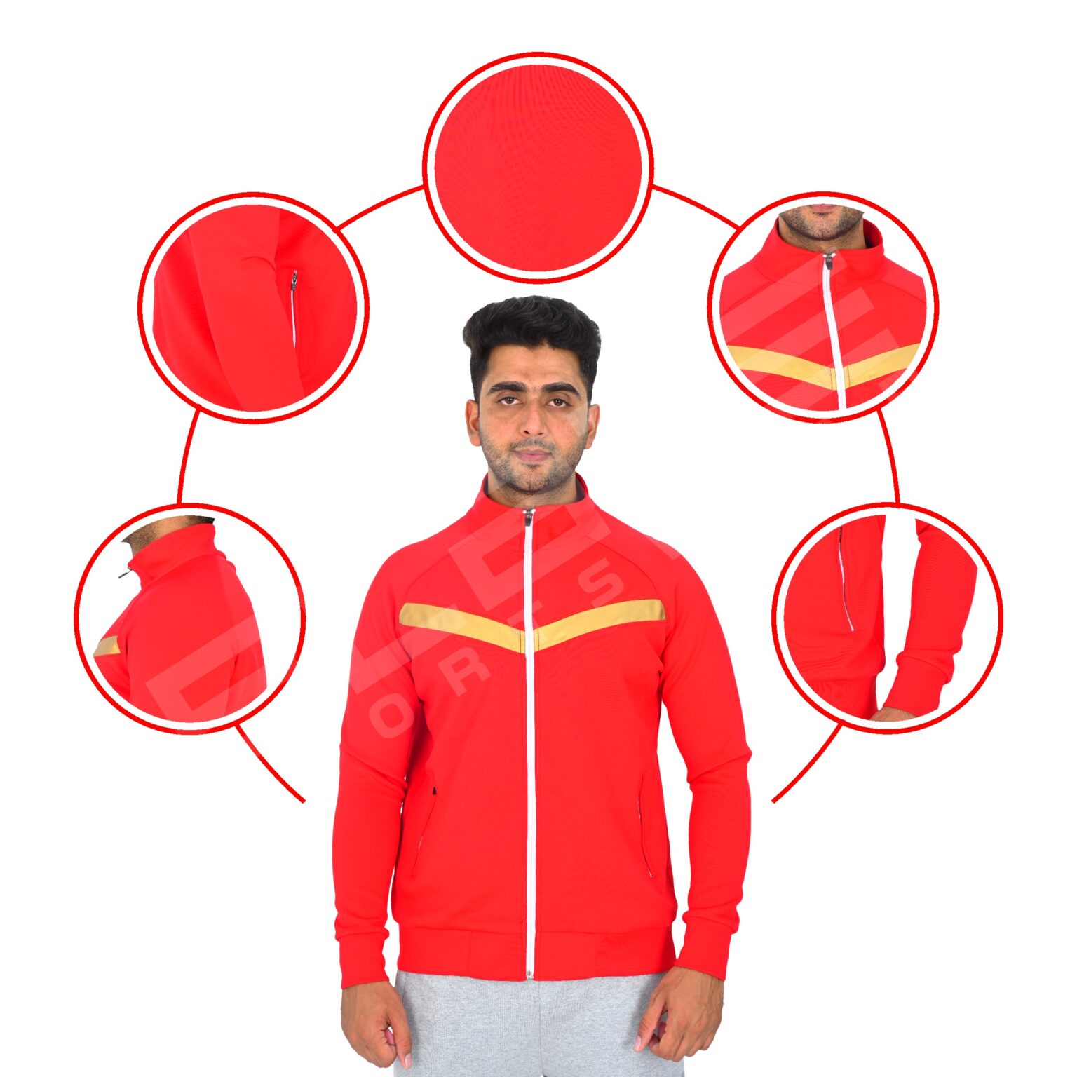 Men's Zipper Hoodie - Versatile, Soft Cotton Blend, Full-Zip Design for Easy Wear, Stylish & Comfortable for All Seasons - Red - BFW-HS-1702 - Image 6