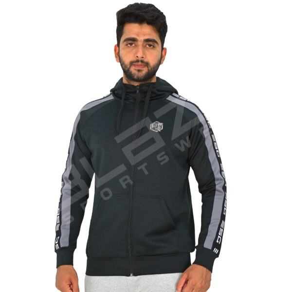 Men's Pullover Hoodie - Soft, Comfortable Cotton Blend, Stylish, Cozy & Warm for Winter, Perfect for Casual Wear - Black Grey - BFW-HS-1706 - Image 5
