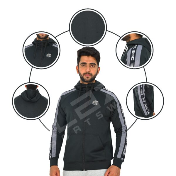 Men's Pullover Hoodie - Soft, Comfortable Cotton Blend, Stylish, Cozy & Warm for Winter, Perfect for Casual Wear - Black Grey - BFW-HS-1706 - Image 7