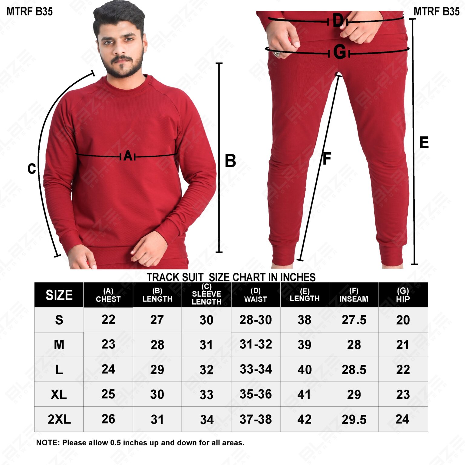BFW Men’s Sweatshirt Tracksuit for Cozy Comfort & Style – Perfect for Gym, Sports, and Leisure - Maroon - BFW-TS-1532 - Image 2