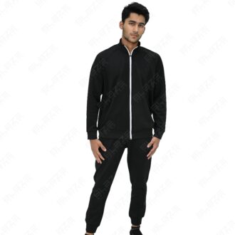 BFW Men’s Zipper Tracksuit for Comfort & Style – Ideal for Gym, Sports, and Casual Wear - Black - BFW-TS-1508