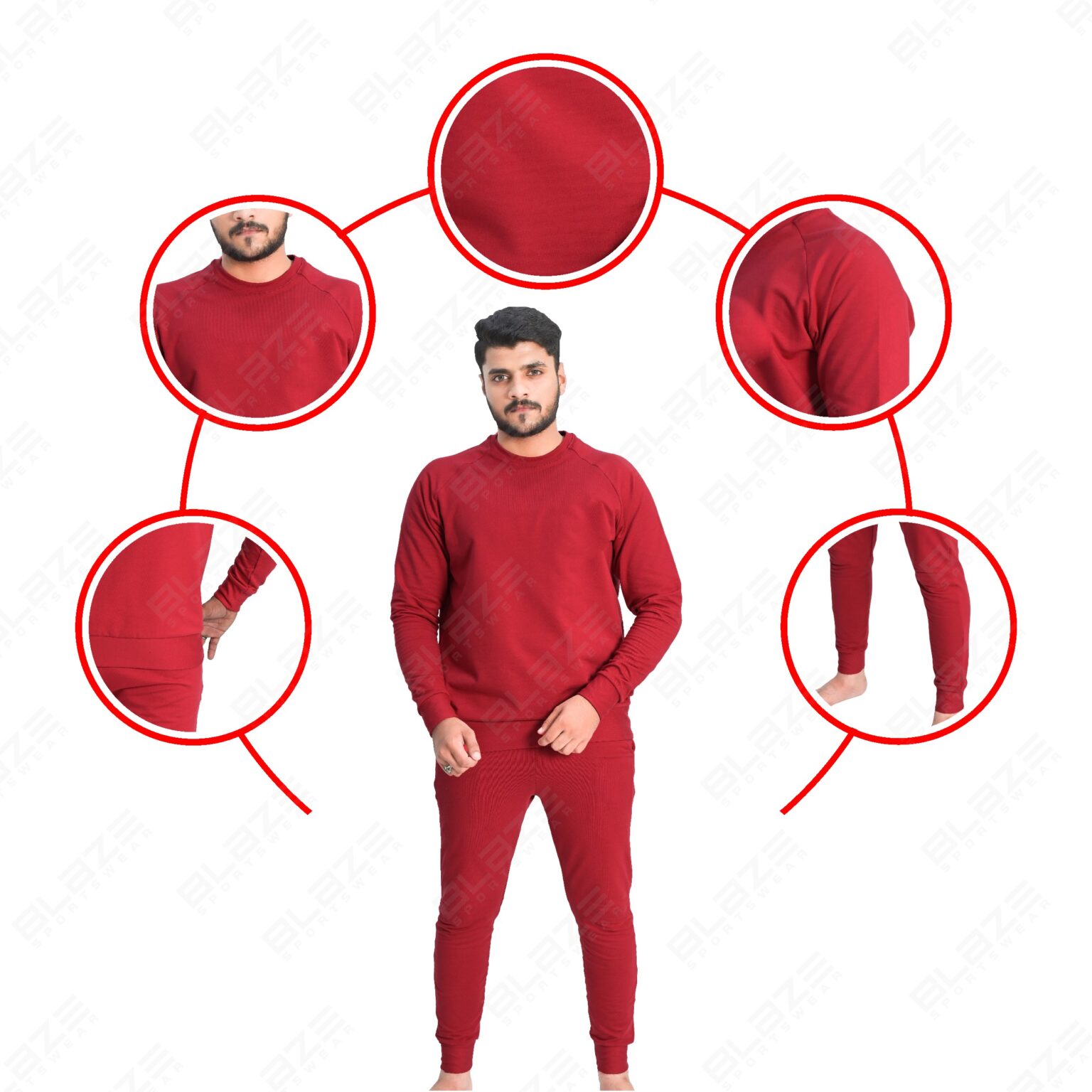 BFW Men’s Sweatshirt Tracksuit for Cozy Comfort & Style – Perfect for Gym, Sports, and Leisure - Maroon - BFW-TS-1532 - Image 3