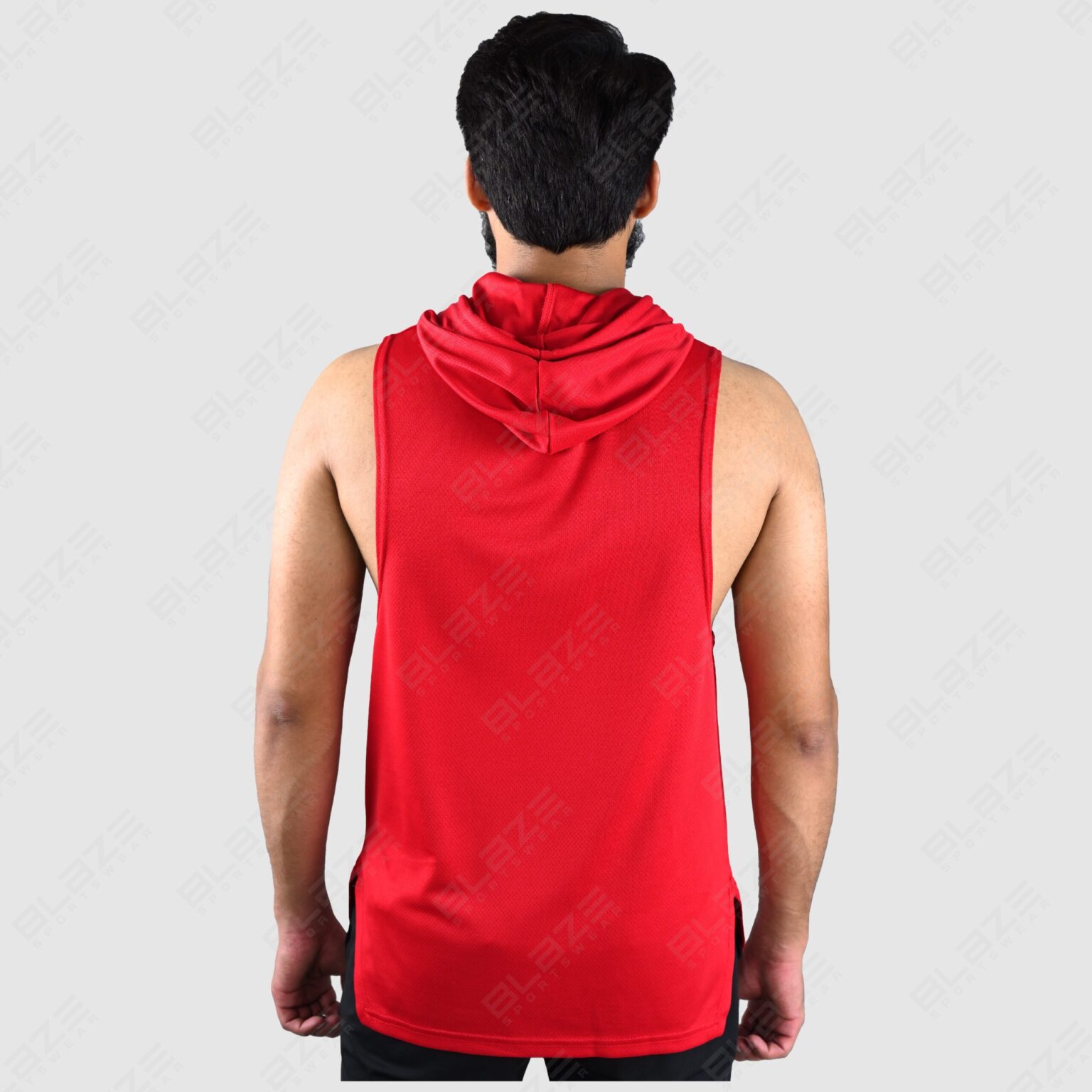 Men's Sleeveless Hoodie - Cool & Comfortable, Soft Cotton Blend, Ideal for Gym, Summer, and Casual Wear, Stylish and Functional - Red - BFW-HS-1715 - Image 5