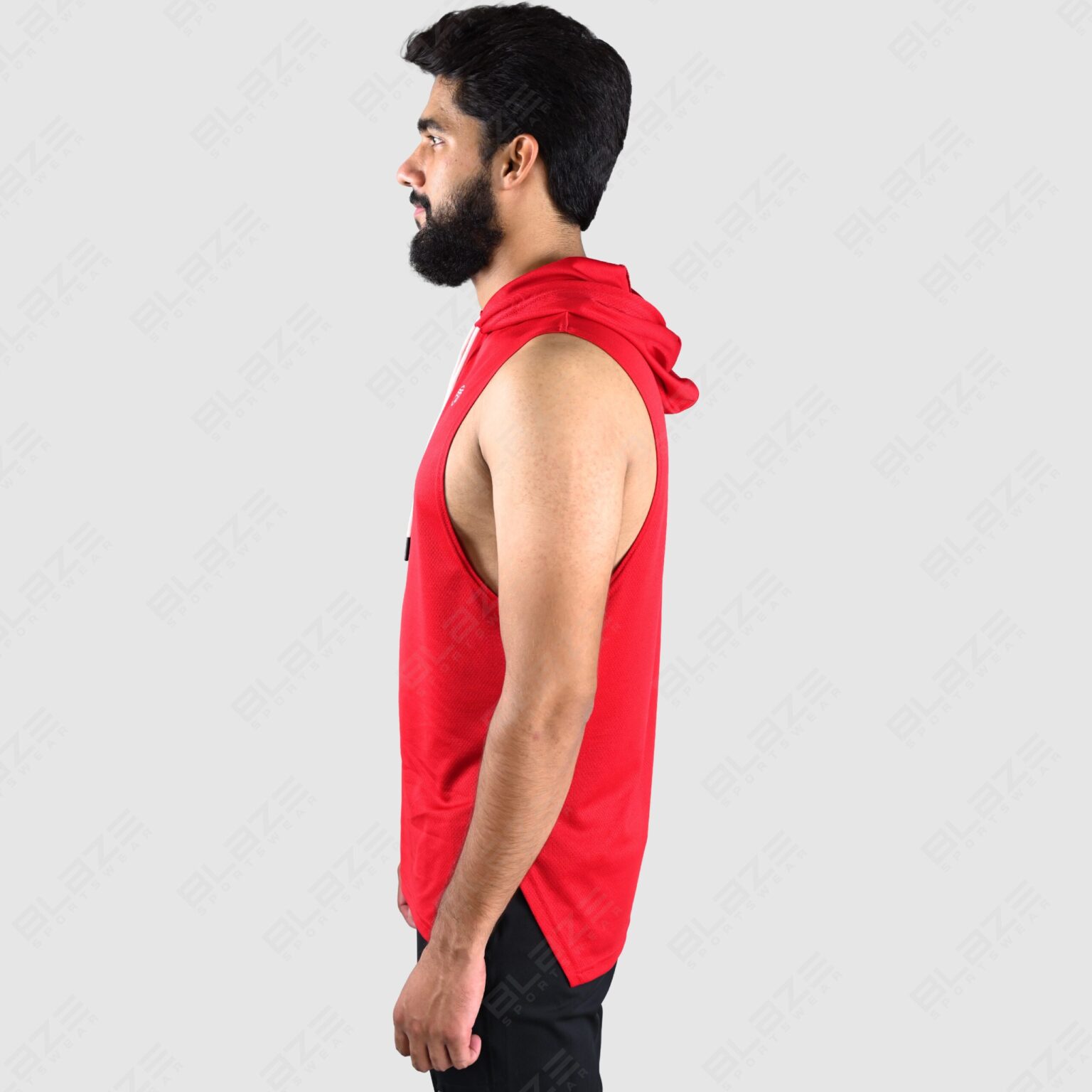 Men's Sleeveless Hoodie - Cool & Comfortable, Soft Cotton Blend, Ideal for Gym, Summer, and Casual Wear, Stylish and Functional - Red - BFW-HS-1715 - Image 6