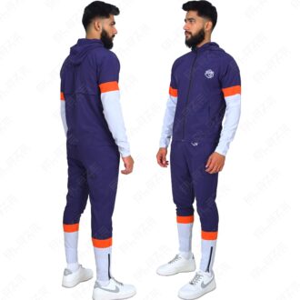 BFW Men’s Zipper Tracksuit for Comfort & Style – Ideal for Gym, Sports, and Casual Wear - Navy Blue/White - BFW-TS-1525