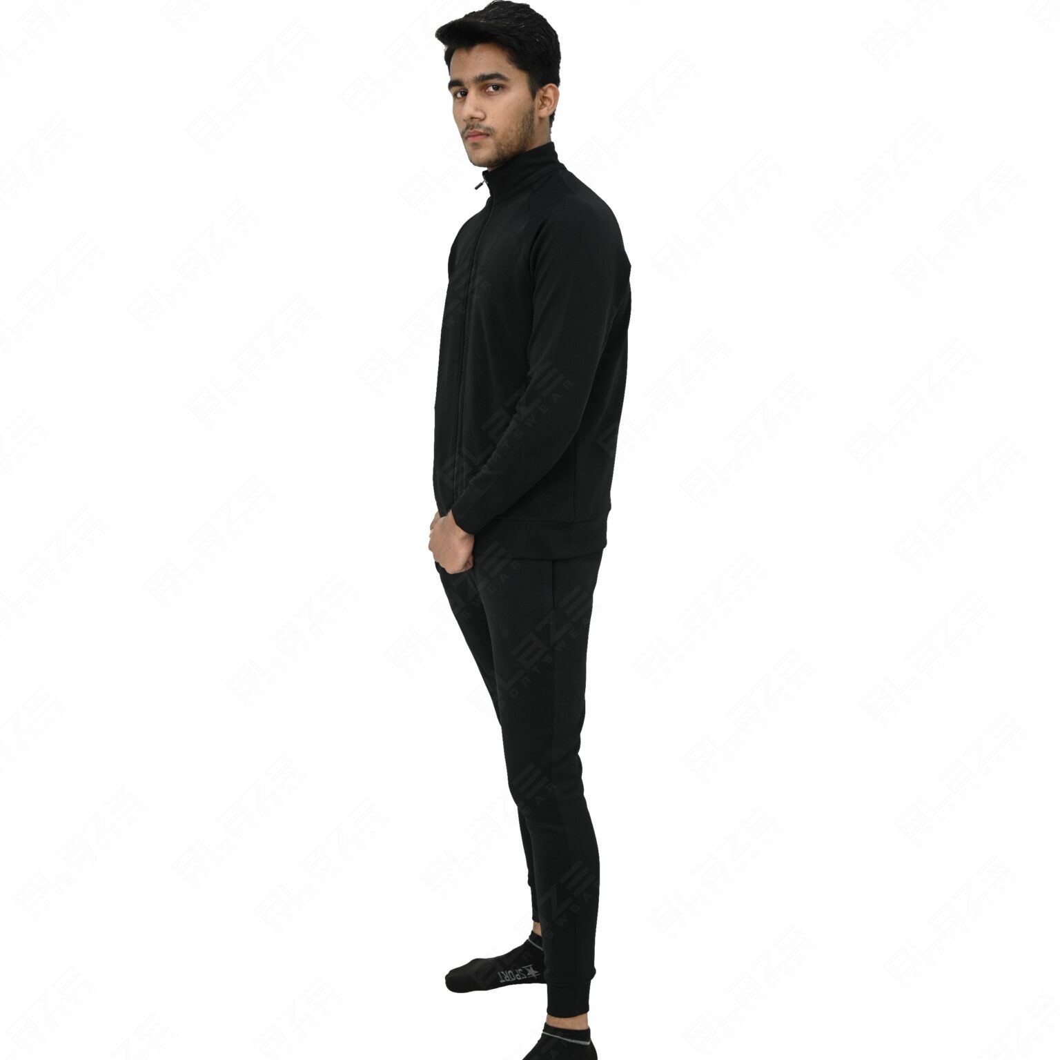 BFW Men’s Zipper Tracksuit for Comfort & Style – Ideal for Gym, Sports, and Casual Wear - Black - BFW-TS-1508 - Image 2