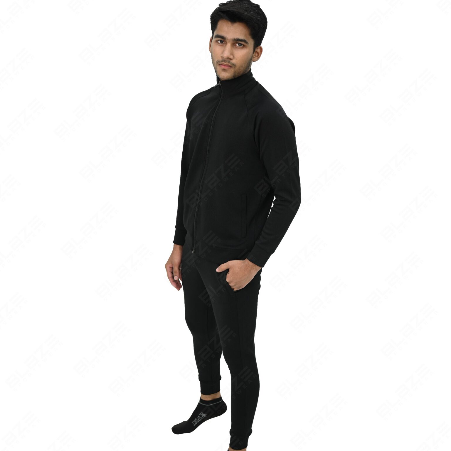 BFW Men’s Zipper Tracksuit for Comfort & Style – Ideal for Gym, Sports, and Casual Wear - Black - BFW-TS-1508 - Image 3