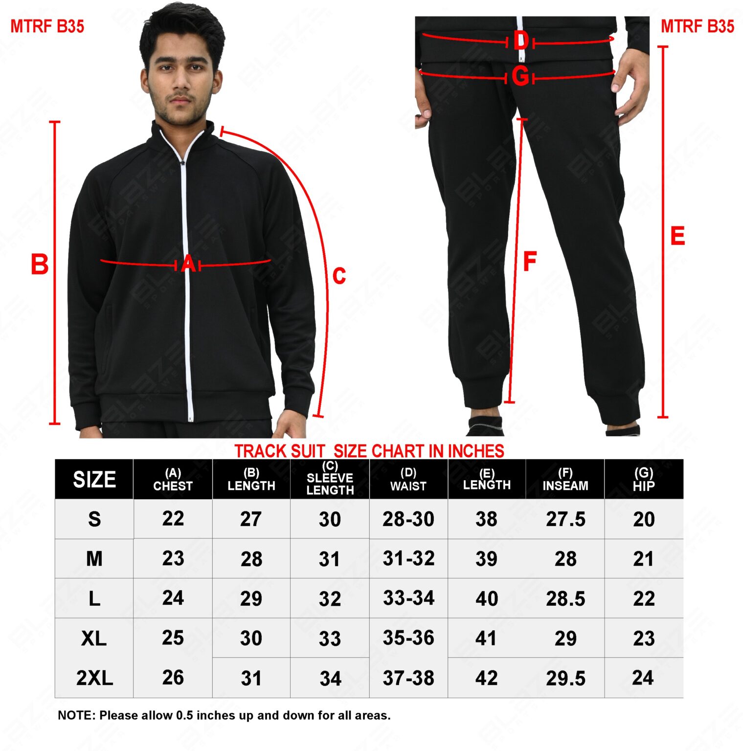 BFW Men’s Zipper Tracksuit for Comfort & Style – Ideal for Gym, Sports, and Casual Wear - Black - BFW-TS-1508 - Image 6