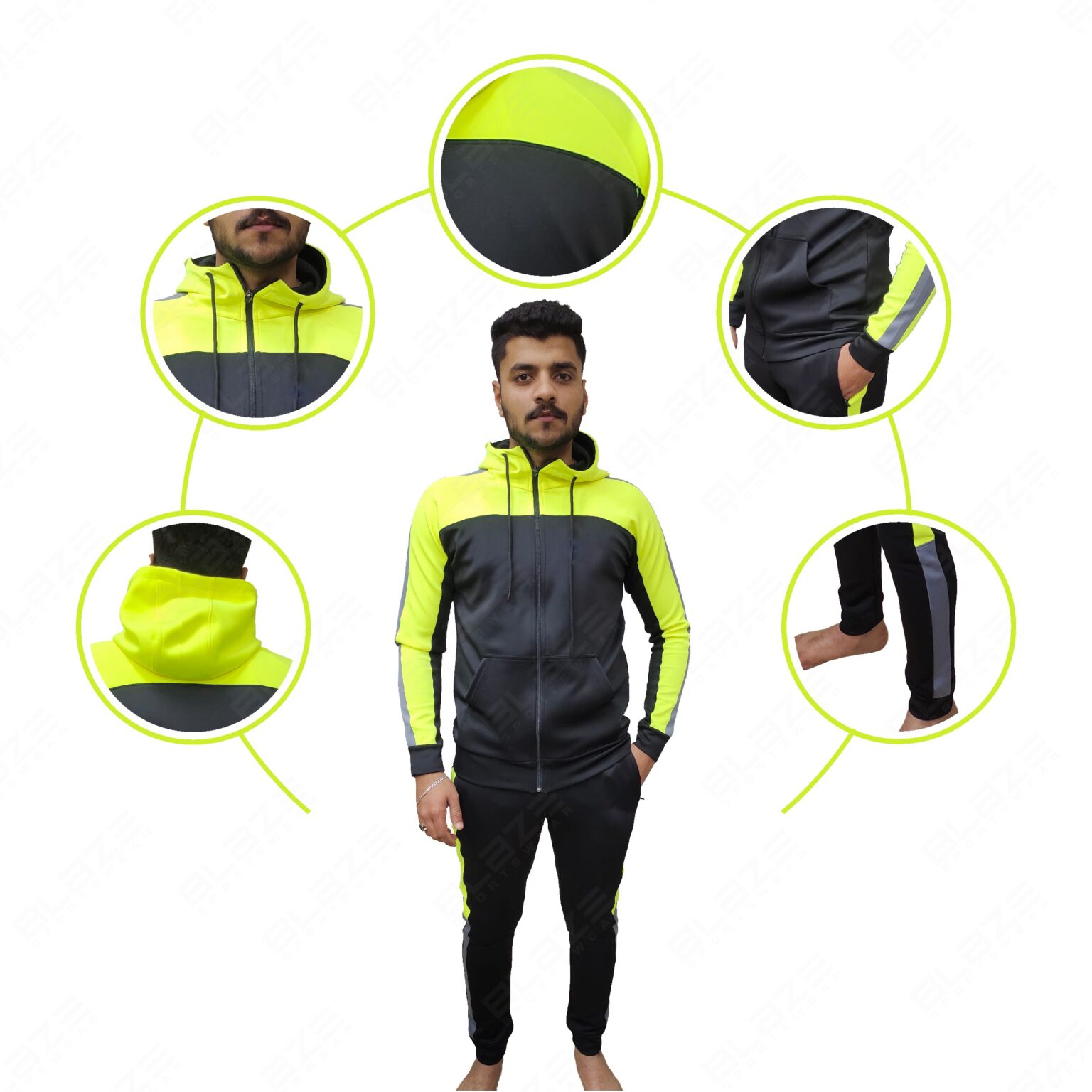 BFW Men’s Zipper Tracksuit for Comfort & Style – Ideal for Gym, Sports, and Casual Wear - Green/Black - BFW-TS-1502 - Image 3