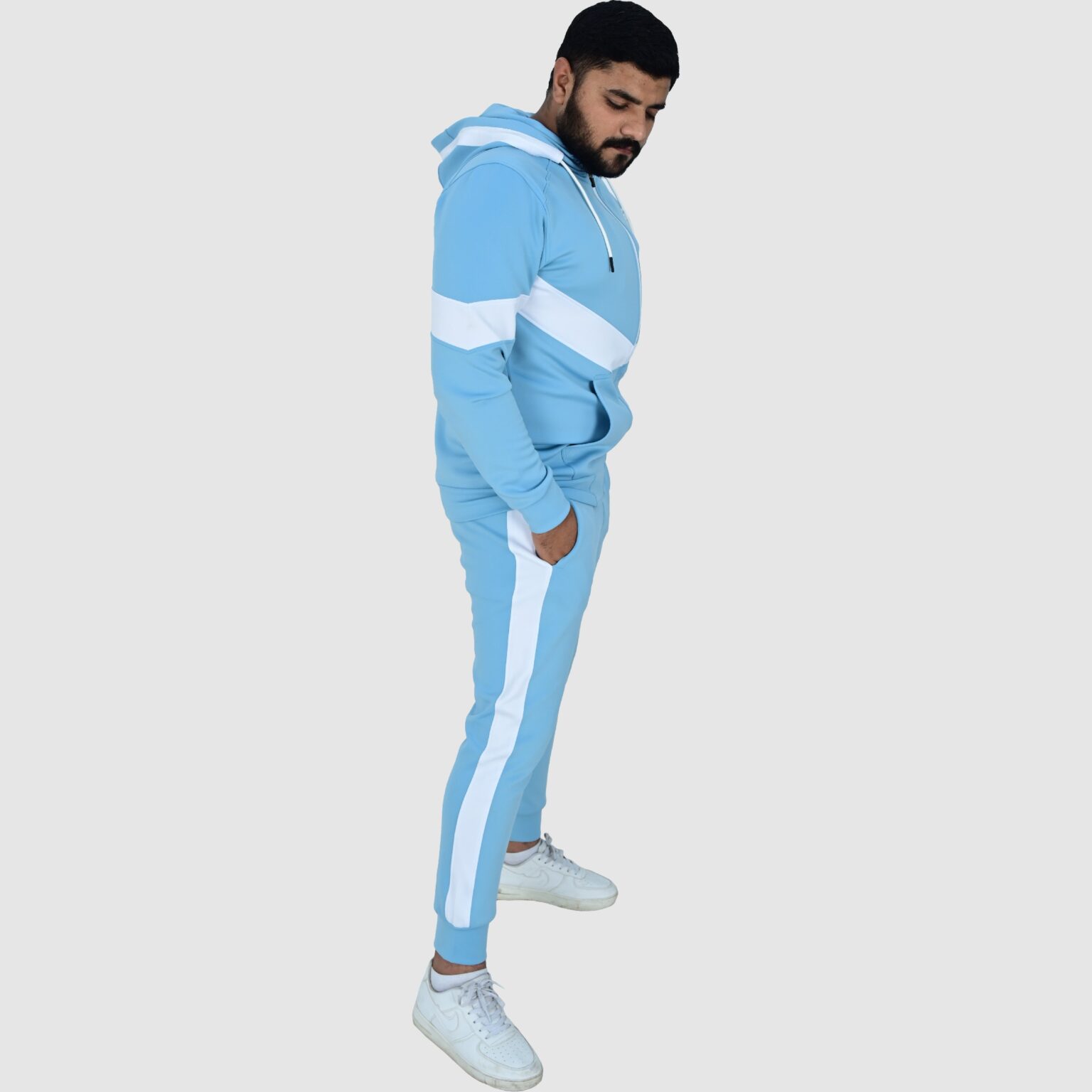 BFW Men’s Zipper Tracksuit for Comfort & Style – Ideal for Gym, Sports, and Casual Wear - Sky Blue - BFW-TS-1513 - Image 2